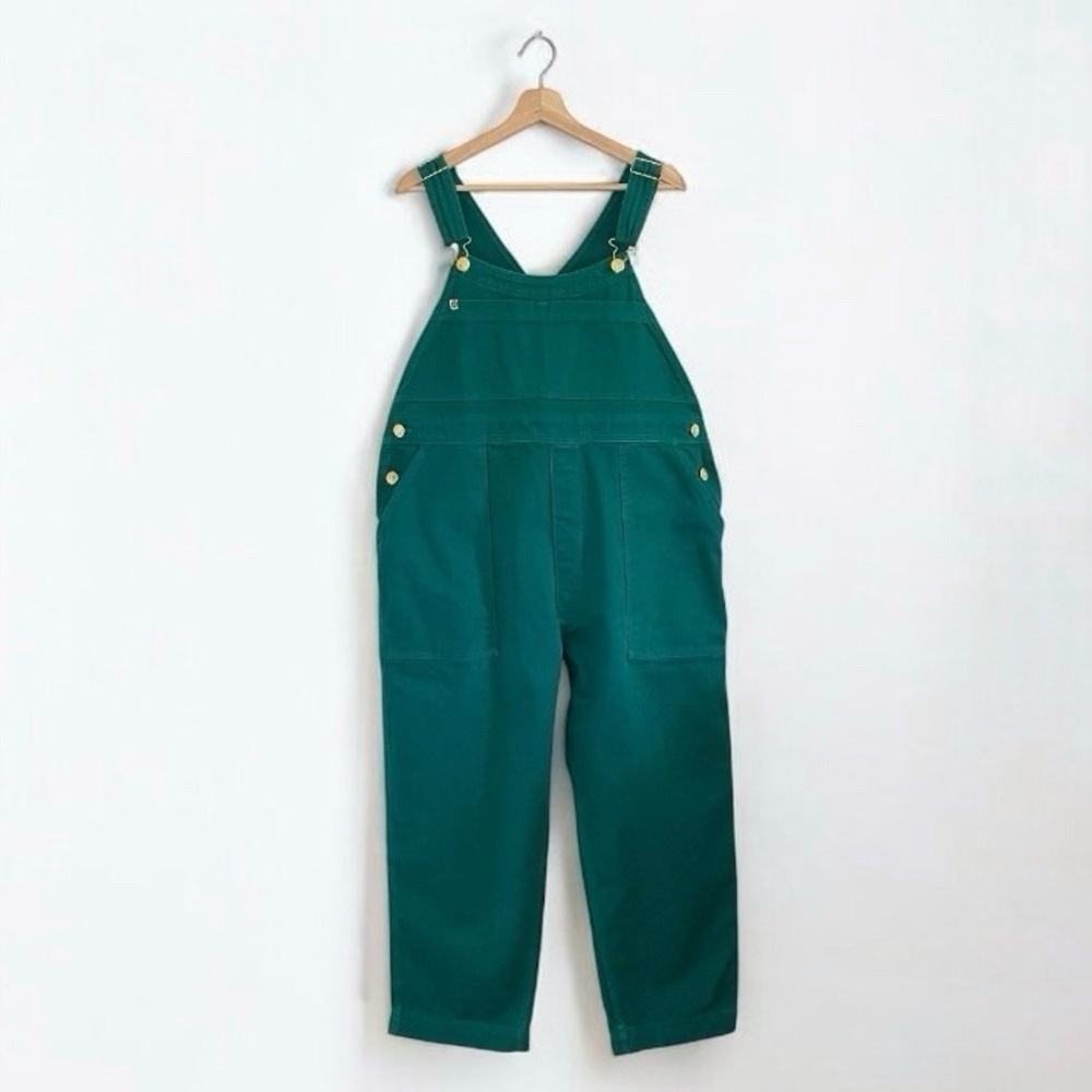 Big Bud Press Overalls Hunter Green XL Rigid Denim Curved Bib Utility Workwear